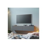 Mueble Mesa TV para Pared Color Antracita-Roble 140x31.5x29.5 cm - 2 Puertas Estilo Moderno.