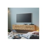 Mueble Mesa TV para Pared Color Roble 140x31.5x29.5 cm - 2 Puertas Estilo Moderno.