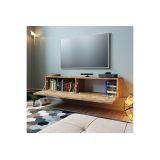 Mueble Mesa TV para Pared Color Roble 140x31.5x29.5 cm - 2 Puertas Estilo Moderno.