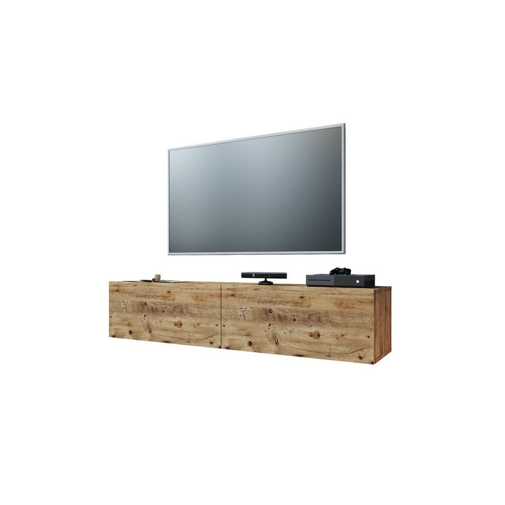 Mueble Mesa TV para Pared Color Roble 140x31.5x29.5 cm - 2 Puertas Estilo Moderno.