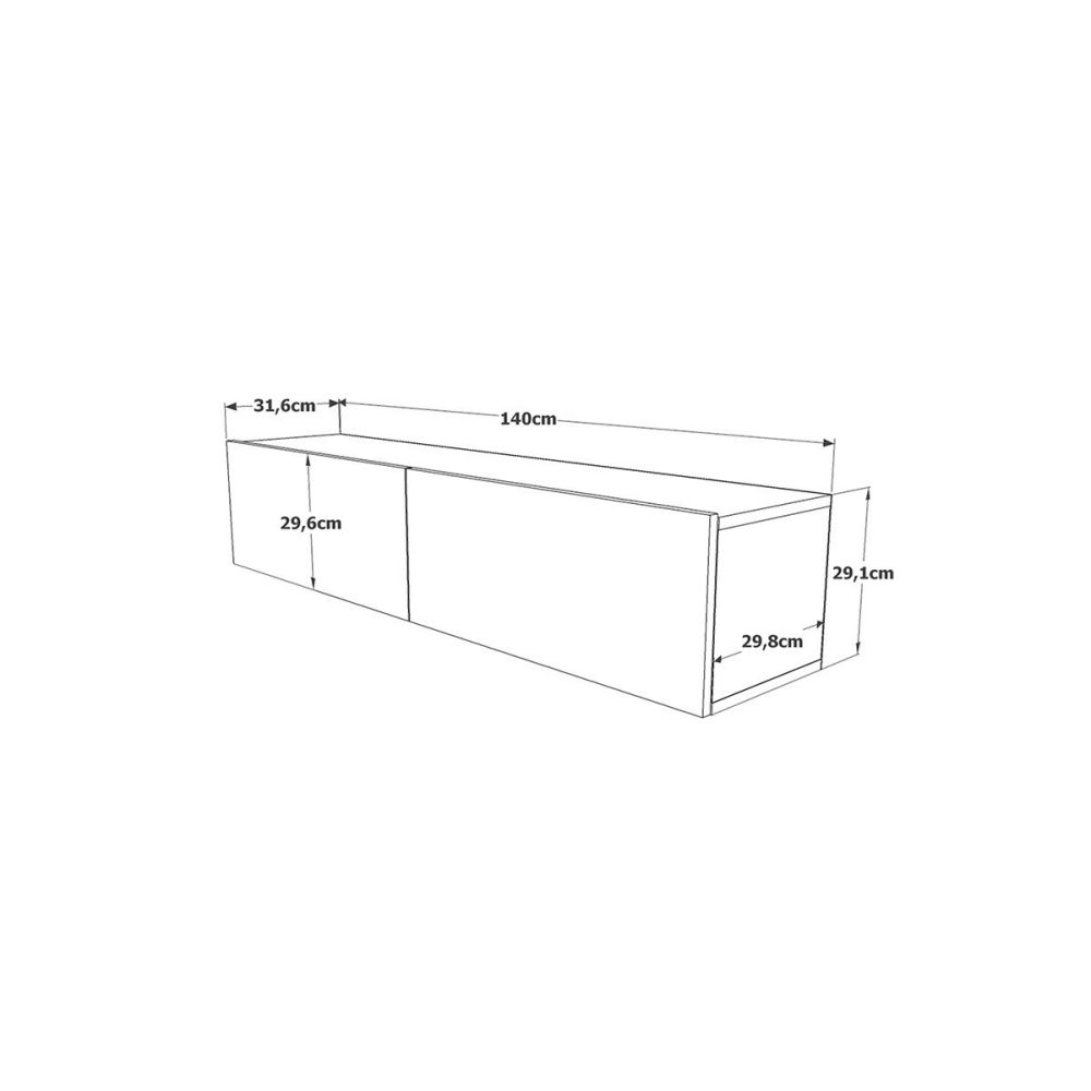 Mueble Mesa TV para Pared Color Roble 140x31.5x29.5 cm - 2 Puertas Estilo Moderno.