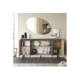 Aparador Moderno de 4 Puertas - Roble-Antracita - 160x40x78,5cm - Elegante Almacenamiento para Sala de Estar.
