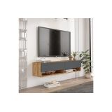 Mueble Mesa TV de Pared Color Antracita-Roble 140x31.6x29.6 cm - 2 Puertas - Estilo Moderno y Funcional.