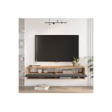 Mueble Mesa TV de Pared Color Antracita-Roble 140x31.6x29.6 cm - 2 Puertas - Estilo Moderno y Funcional.