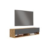 Mueble Mesa TV de Pared Color Antracita-Roble 140x31.6x29.6 cm - 2 Puertas - Estilo Moderno y Funcional.