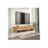 Mueble Mesa TV de Pared Color Roble 140x31.6x29.6 cm - 2 Puertas - Estilo Moderno y Funcional.