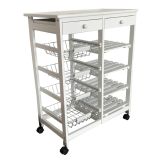 Verdulero frutero doble 4 cestas 4 baldas y 2 cajones color blanco 85x37x67