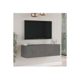 Mueble Mesa TV Moderno con Puerta en Melamina Gris Oscuro Antiguo 100x31.5x29.6cm - Diseño Elegante para Salón.