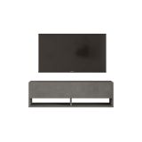 Mueble Mesa TV Moderno con 1 Puerta y Estantes en Melamina Color Gris Antracita - 100x31.5x29.6cm
