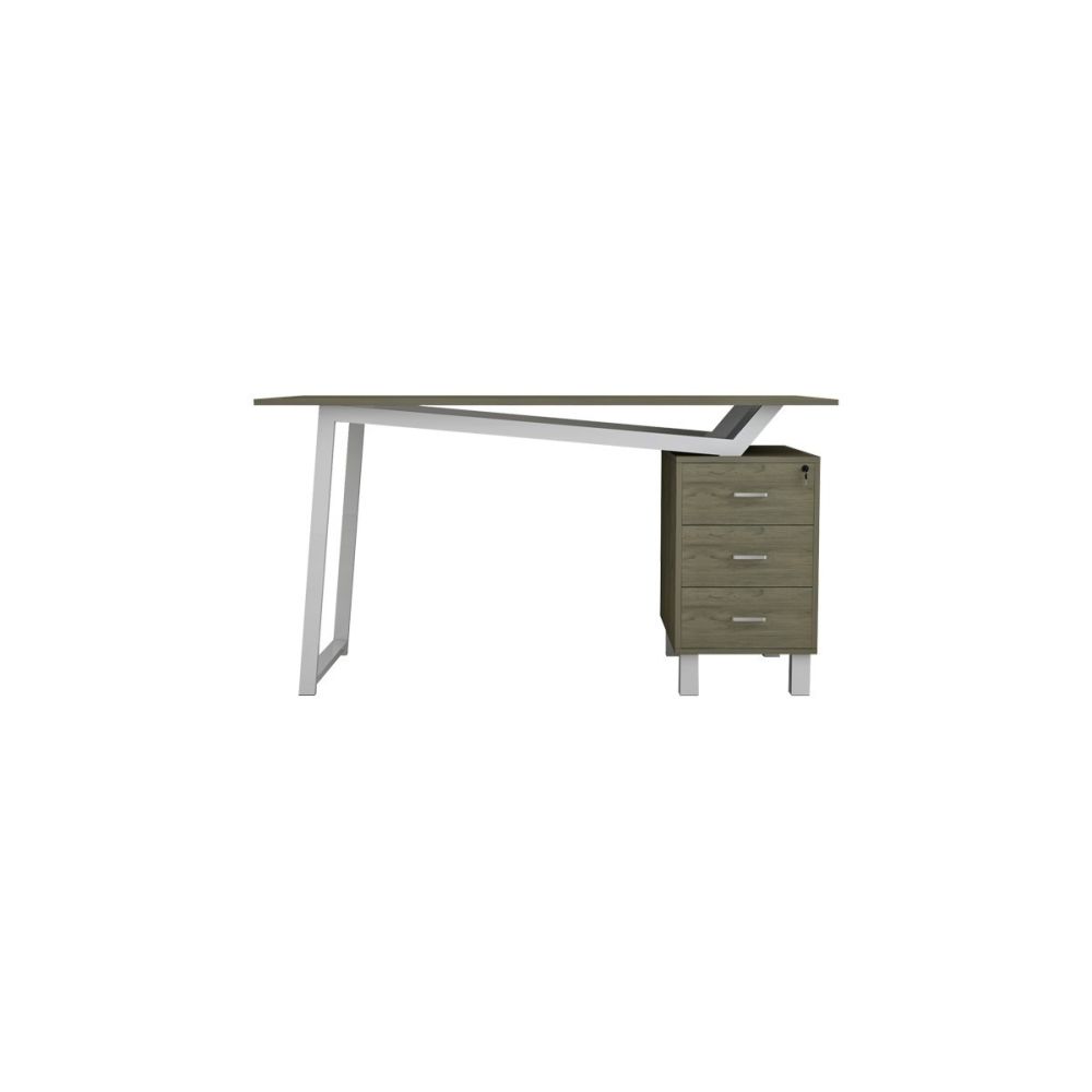 Mesa de Despacho con Cajones, Melamina Natural-Blanco, 140x60x76cm - Organización y Estilo para tu Oficina.