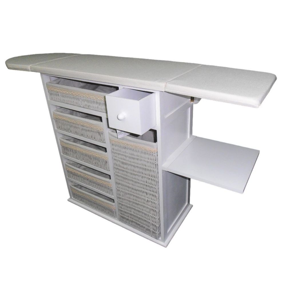 Mueble de Plancha Estoril Blanco Vintage + (Funda Elastica XXL Premiun Rayen + Tensores)