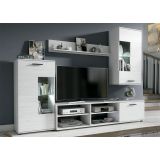 Mueble de Salón Moderno con Leds, Acabado en Andersen, 38 cm (Fon), 229x200 cm