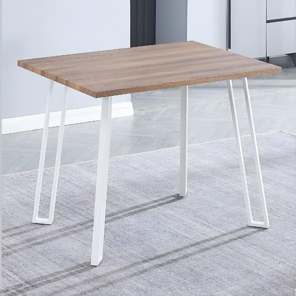 Conjunto Mesa y Sillas Comedor/Cocina: Mesa madera y Patas Metálicas Blancas (76x100x70 Cm) + 5 Sillas (80x40x55 Cm )