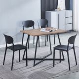 Conjunto Mesa y Sillas Comedor/Cocina: Mesa madera y Patas Metálicas En Negro (76x100x70 Cm) + 5 Sillas (80x40x55 Cm)