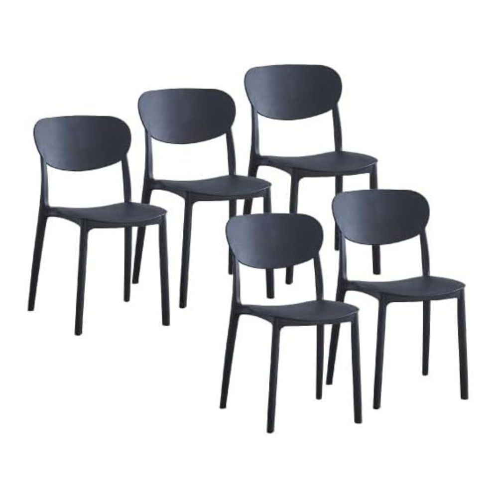 Conjunto Mesa y Sillas Comedor/Cocina: Mesa madera y Patas Metálicas En Negro (76x100x70 Cm) + 5 Sillas (80x40x55 Cm)