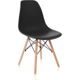 Conjunto Mesa y Sillas Nórdicas: Mesa Negra (80x80x76 cm) + 4 Sillas con Patas de Madera Haya (46,5 x 48 x 82 cm)