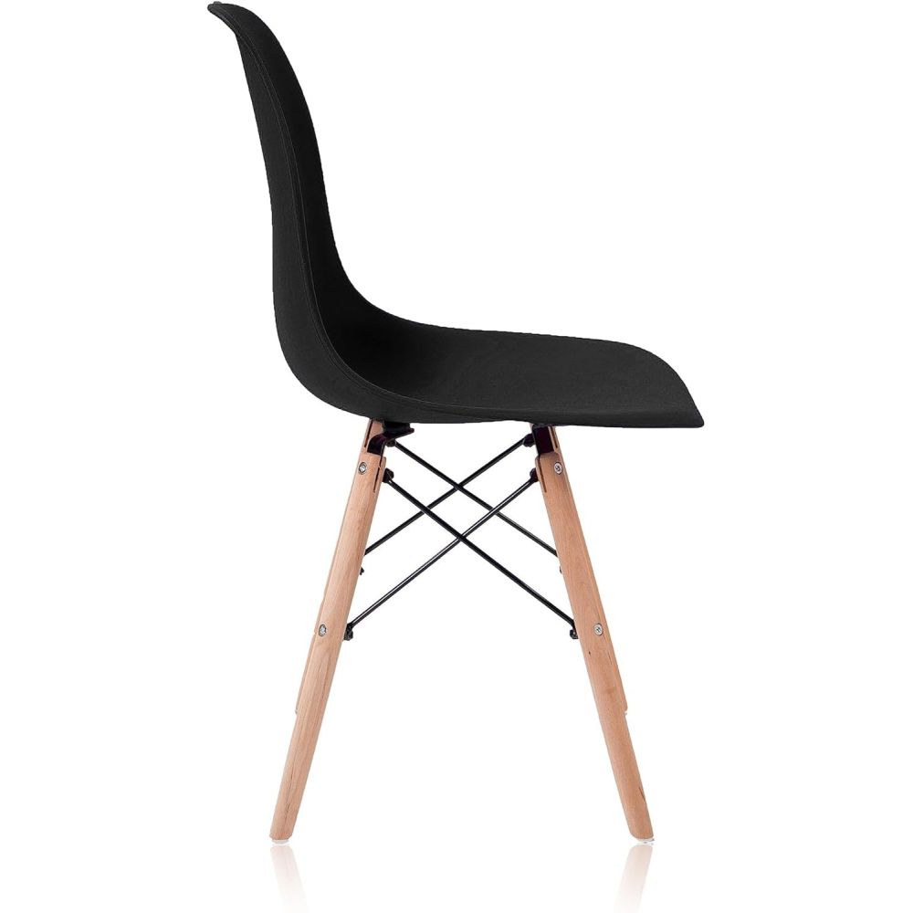 Conjunto Mesa y Sillas Nórdicas: Mesa Negra (80x80x76 cm) + 4 Sillas con Patas de Madera Haya (46,5 x 48 x 82 cm)