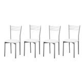 Pack de 4 Sillas Modernas para Cocina y Comedor – Metálicas Gris y Blanco, Dimensiones: 40 x 41 x 85 cm.