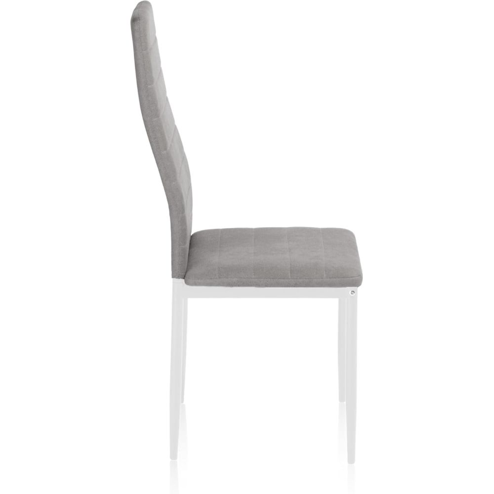 Pack de 6 Sillas Tapizadas para Comedor/Salón – Marengo y Patas Blancas en Aluminio, Dimensiones: 40 cm x 42 cm x 96 Cm