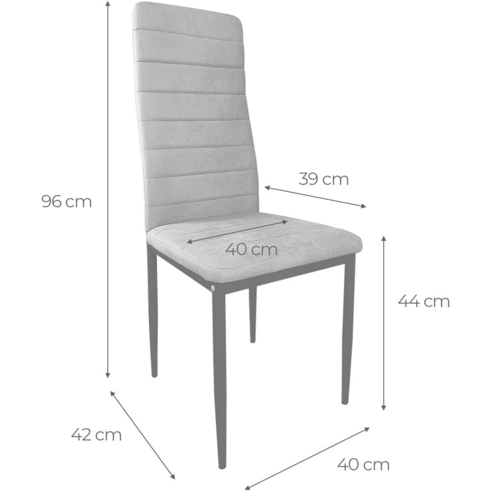 Pack de 6 Sillas Tapizadas para Comedor/Salón – Marengo y Patas Blancas en Aluminio, Dimensiones: 40 cm x 42 cm x 96 Cm