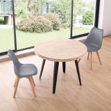 Pack de 4 Sillas para Comedor, Cocina o Salón – Simil Piel Gris y Madera, Medidas: 48 cm x 45 cm x 84 cm.