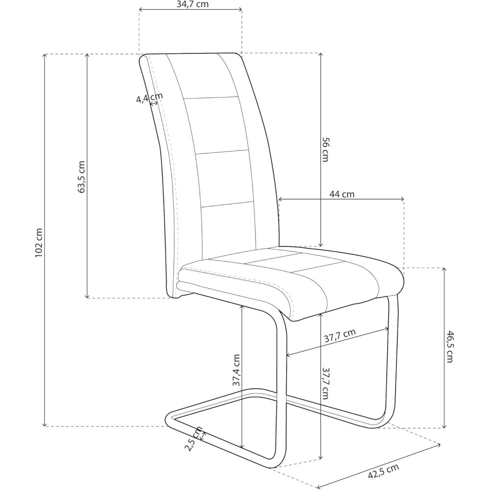 Pack de 4 Sillas Tapizadas para Salón– Acabado Color Beig con Patas Cromadas de Aluminio, Medidas: 42,5 cm x 52 cm x 99 cm