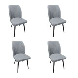 Pack de 4 Sillas Modernas para Comedor– Tapizado en Color Gris con Patas Metálicas Negras, Medidas: 46 cm x 55 cm x 92 cm