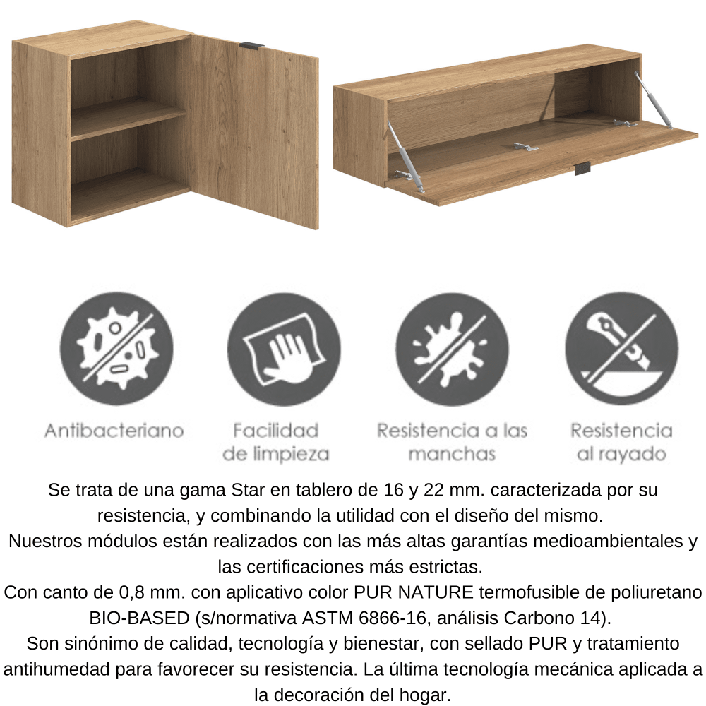 Meyvaser Mueble de salón y TV Conjunto muebles de salón apilable 245 Cm Ancho Color Madera y Blanco