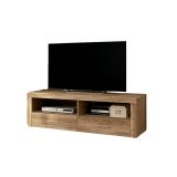Mueble Mesa TV, Mesa de televisión 2 Puertas y 2 Estantes, Acabado en Cañon, Patas de Madera,135 cm Lar x 45 cm Al x 41,4 cm Fon