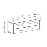 Mueble Mesa TV, Mesa de televisión 2 Puertas y 2 Estantes, Acabado en Cañon, Patas de Madera,135 cm Lar x 45 cm Al x 41,4 cm Fon