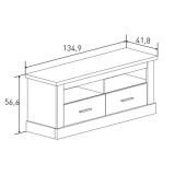 Mueble Mesa TV, Mesa de televisión 2 Puertas y 2 Estantes, Color Cañón, 135 cm Lar x 56,6 cm Al x 41,5 Cm