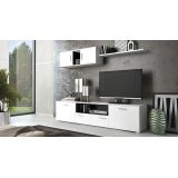 Meyvaser Mueble de salón y TV Composición para salón 200 Cm Color Blanco Gran Espacio Almacenamiento