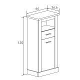 Mueble de Comedor, Mueble Salón, Acabado en Blanco y Cambria, Medidas: 297 cm (Ancho) x 201,6 cm (Alto) x 41,8 cm (Fondo)