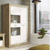 Mueble de Comedor, Mueble Salón, Acabado en Blanco y Cambria, Medidas: 305 cm (Ancho) x 174,7 cm (Alto) x 41,8 cm (Fondo)
