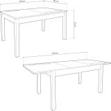 Mesa Comedor, Mesa de salón Extensible, Acabado en Color Blanco, Medidas: 140-180 cm (Largo) x 90 cm (Ancho) x 75 cm (Alto)