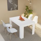 Mesa de Comedor Extensible, Mesa Salón, Robusta, Color Blanco, 138-198 cm (Largo) x 88 cm (Ancho) x 76 cm (Alto)
