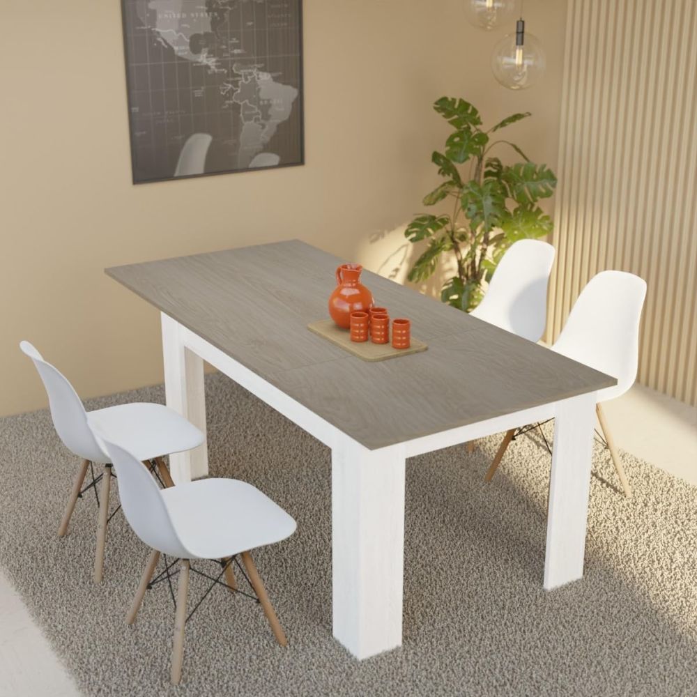 Mesa de Comedor Extensible, Mesa Salón, Robusta, Color Andersen Pino Gris, 138-198 cm (Largo) x 88 cm (Ancho) x 76 cm (Alto)
