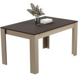 Mesa de Comedor, Mesa de Salón Fija, Color Roble - Grafito, Medidas: 140 cm (Largo) x 80 cm (Ancho) x 75 cm (Alto)