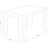 Mesa de Comedor, Mesa de Salón Fija, Color Trufa y Cañon, Medidas: 140 cm (Largo) x 80 cm (Ancho) x 75 cm (Alto)