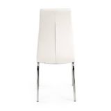 Juego de 4 Sillas Tapizadas en Símil Piel Blanco con Patas Cromadas, Asiento y Respaldo Ergonómicos- Medidas 43x63x97 cm
