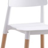 Pack de 4 Sillas Blancas con Patas de Madera de Haya, Asiento de Polipropileno,  Altura de 45 cm, Medidas Totales 42.5x48x76 cm