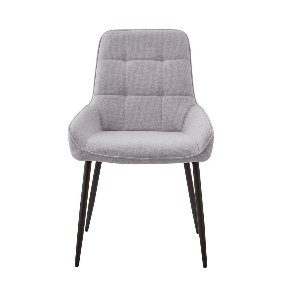 Pack de 4 Sillas Tapizadas en Tela Gris con Tratamiento Easy Clean, Asiento Reforzado  Medidas 54x55x88 cm