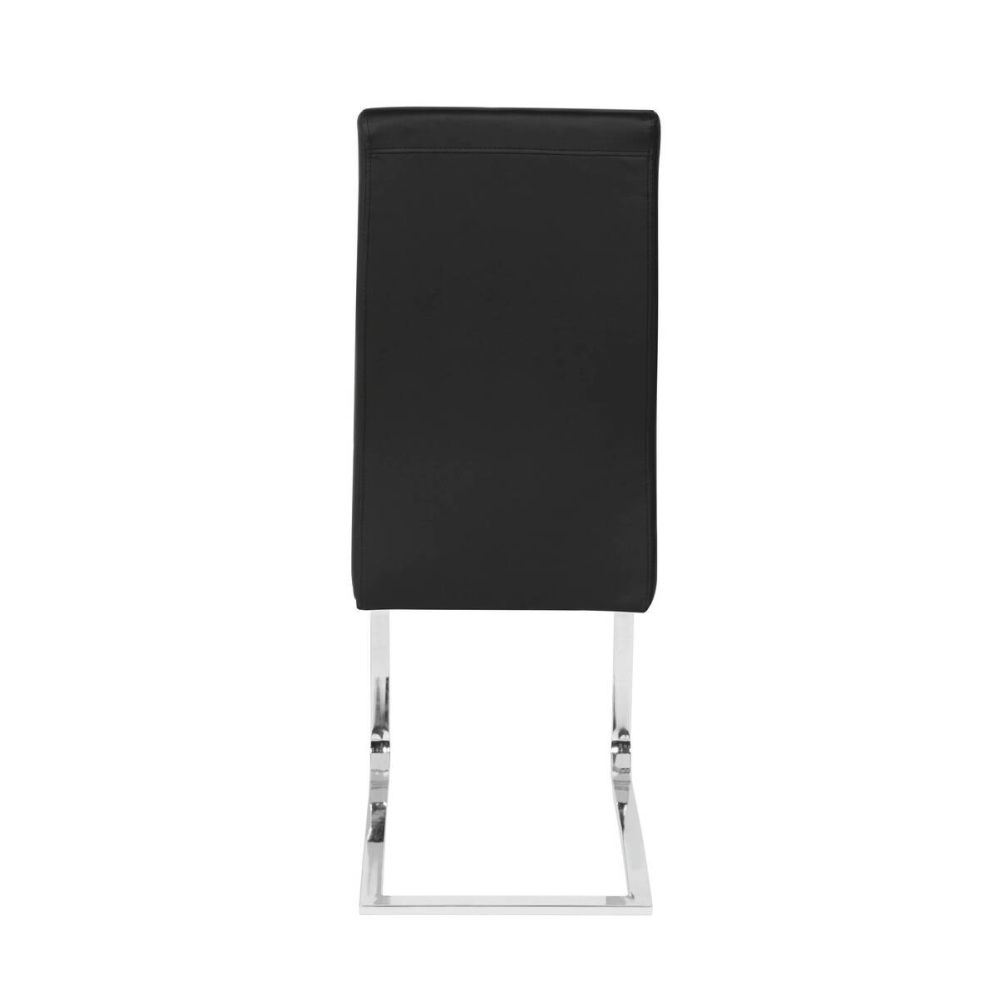 Pack de 4 Sillas Tapizadas en Símil Piel Negra con Pata de Tubo Ovalado en Acabado Cromo, Medidas 46x54x110 cm