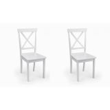 Pack de 2 Sillas de Madera Lacada en Blanco Mate, Diseño Moderno y Elegante, Medidas 42,5x53,94 cm