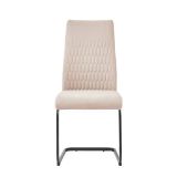 Pack de 4 Sillas de Madera con Relleno de Espuma, Tapizadas en Tela Beige, Patas Metálicas Negras, Medidas 44x60x99 cm