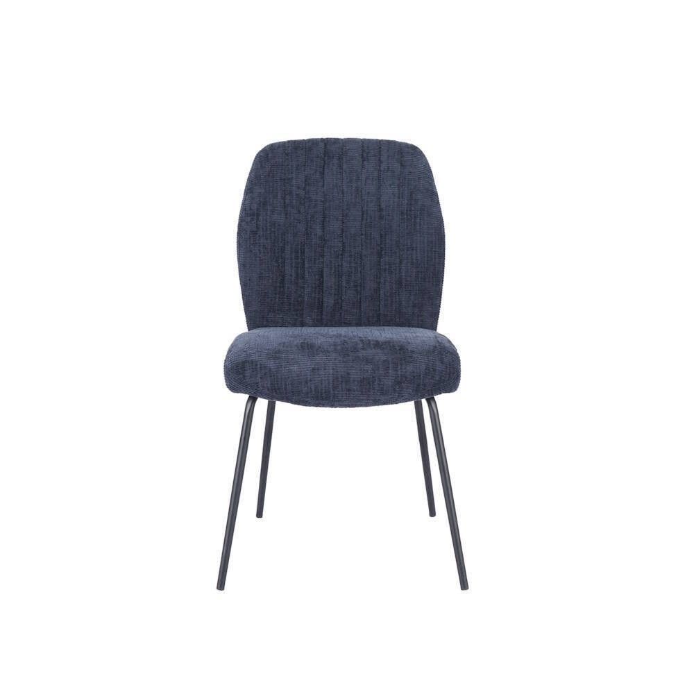 Pack de 2 Sillas Tapizadas en Tela Azul con Patas en Acabado Negro, Asiento y Respaldo Ergonómicos, Medidas 61x47x89 cm