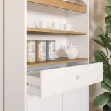 Armario Multiusos Tipo Buffet con 4 Puertas – Acabado Blanco y Roble – 180 x 67 x 29 cm (alto x ancho x fondo)