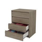 Cómoda Cajonera 4 cajones acabado en Color Roble 74cm(alto) 60cm(ancho) 45cm(fondo)