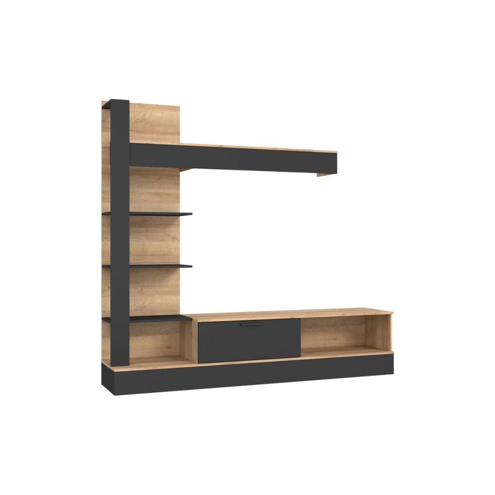 Living room complex Dranko pakoworld black-oak melamine 205x41.5x192cm