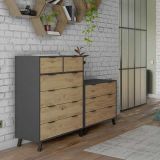 Cómoda con 3 Cajones, para Dormitorio, Acabado en Color Gris/roble, Medidas: 80 cm (Ancho) x 78,2 cm (Alto) x 48 cm (Fondo)
